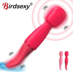 Powerful AV Vibrator Dildos Real Tongue Licking for Women 10 Modes Clitoris Stimulator G Spot Vagina Massager Sex Toys for Woman - Passion Pulse Adult