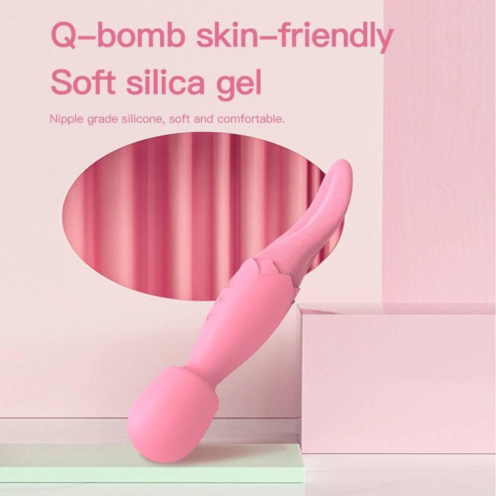 Powerful AV Vibrator Dildos Real Tongue Licking for Women 10 Modes Clitoris Stimulator G Spot Vagina Massager Sex Toys for Woman - Passion Pulse Adult