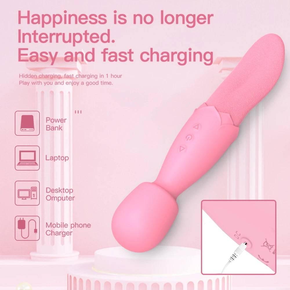 Powerful AV Vibrator Dildos Real Tongue Licking for Women 10 Modes Clitoris Stimulator G Spot Vagina Massager Sex Toys for Woman - Passion Pulse Adult