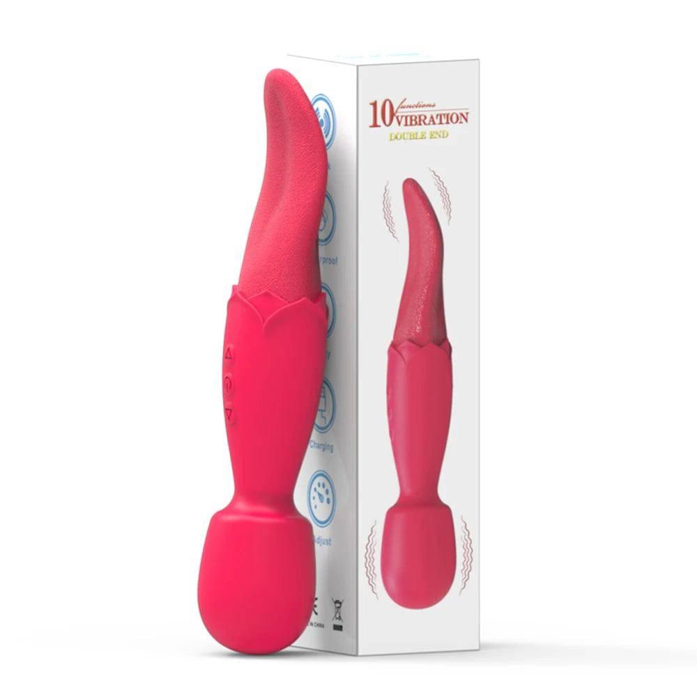 Powerful AV Vibrator Dildos Real Tongue Licking for Women 10 Modes Clitoris Stimulator G Spot Vagina Massager Sex Toys for Woman - Passion Pulse Adult