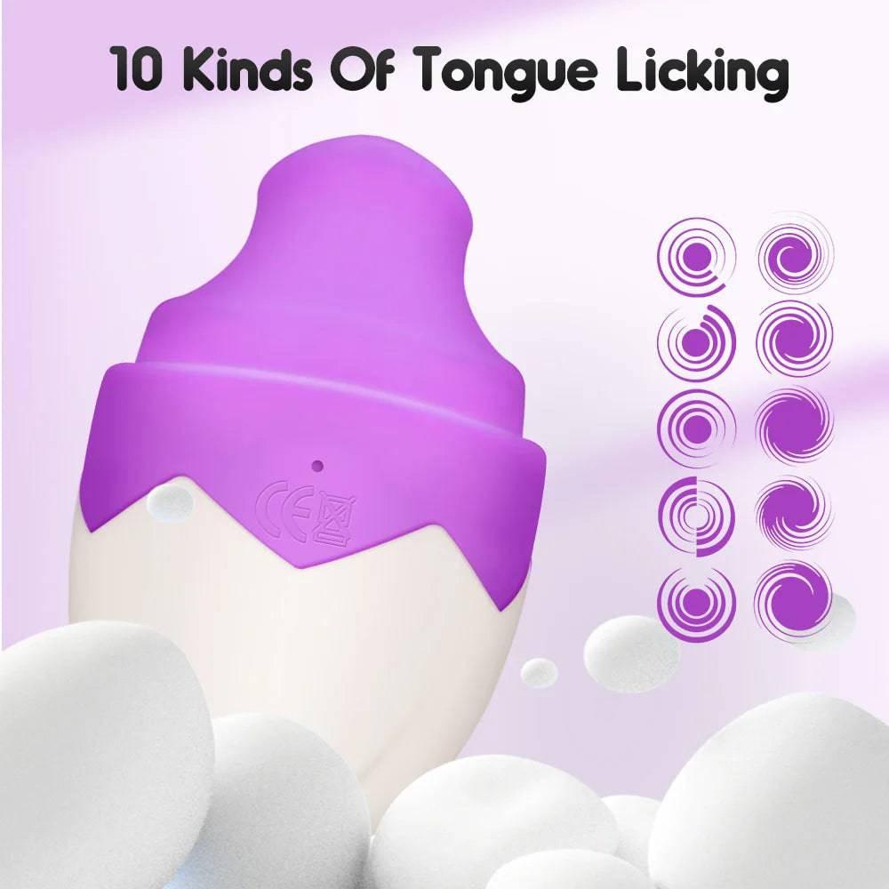 Tongue Licking Vibrator – Oral Egg Massager for G-Spot, Clitoris & Nipple Stimulation - Passion Pulse Adult