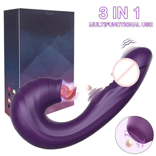 3-in-1 Clitoral Sucking Vibrator – Tongue Licking Dildo & Clit Stimulator for Women - Passion Pulse Adult