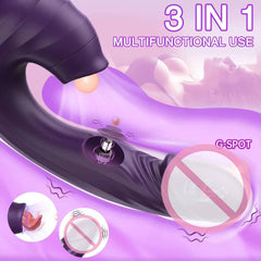 3-in-1 Clitoral Sucking Vibrator – Tongue Licking Dildo & Clit Stimulator for Women - Passion Pulse Adult