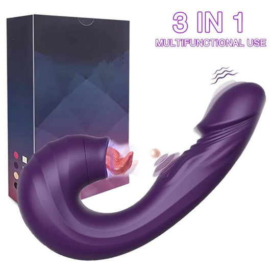 3-in-1 Clitoral Sucking Vibrator – Tongue Licking Dildo & Clit Stimulator for Women - Passion Pulse Adult