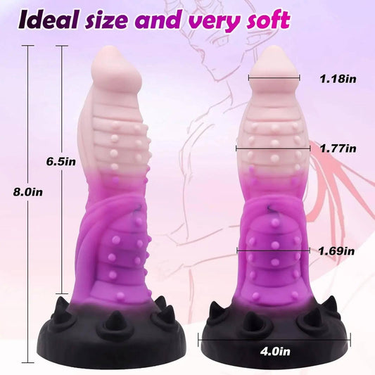 8-Inch Fantasy Dragon Dildo – G-Spot & Prostate Silicone Suction Cup Toy - Passion Pulse Adult