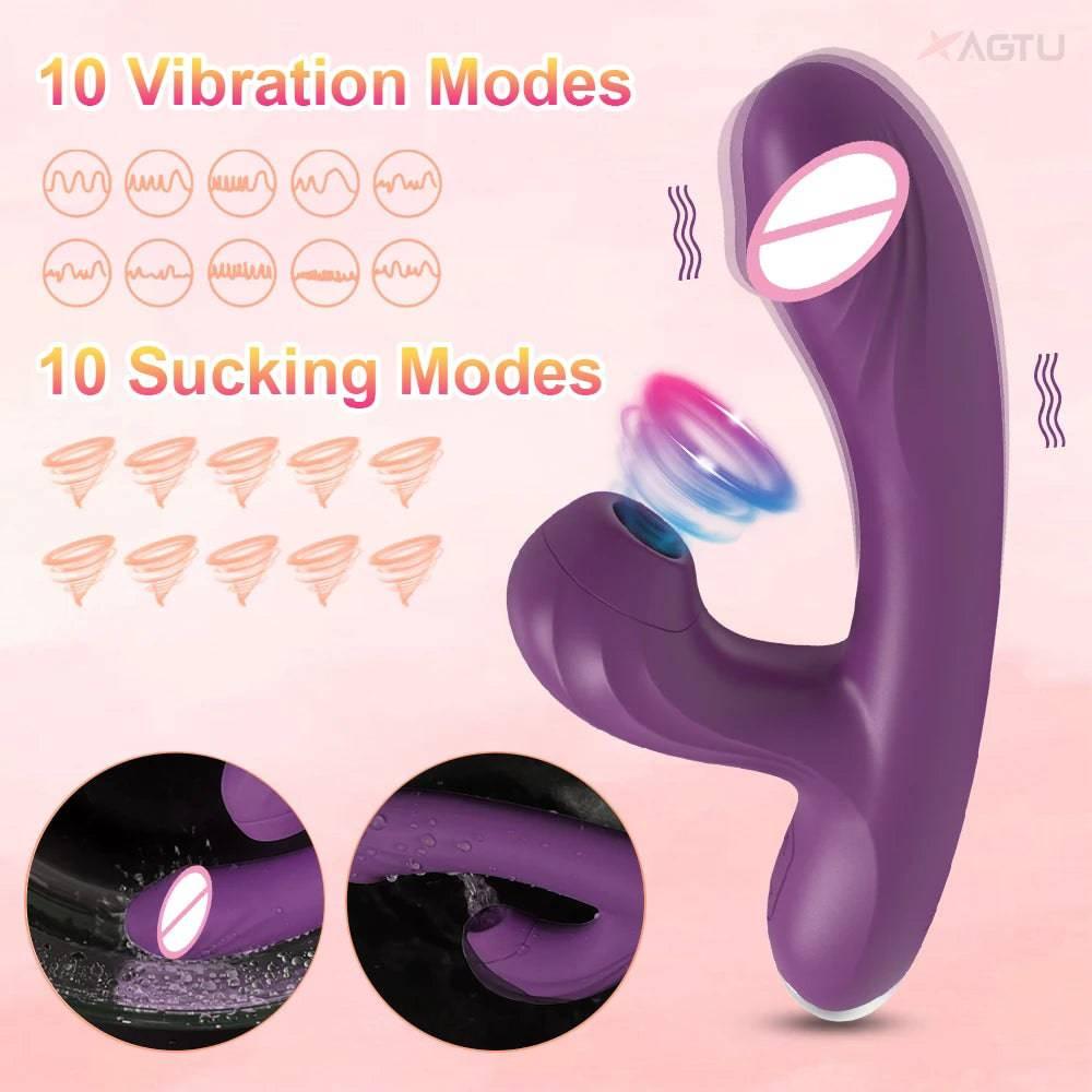 2-in-1 Clit Sucker Vibrator – G-Spot & Clitoral Vacuum Stimulator - Passion Pulse Adult