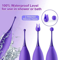Mini Clitoris G-Spot Vibrator for Women: 3 Silicone Heads, 10 Vibration Modes, Clitoral & Penis Stimulator - Passion Pulse Adult