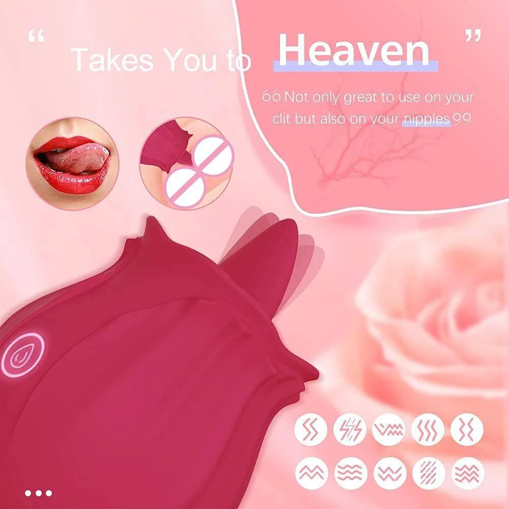 Rose Shape Vagina Sucking Vibrator: Intimate Nipple Sucker with Oral Licking and Clitoris Stimulation - Powerful Sex Toy for Women - Passion Pulse Adult