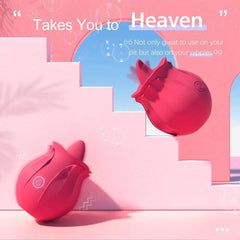 Rose Shape Vagina Sucking Vibrator: Intimate Nipple Sucker with Oral Licking and Clitoris Stimulation - Powerful Sex Toy for Women - Passion Pulse Adult