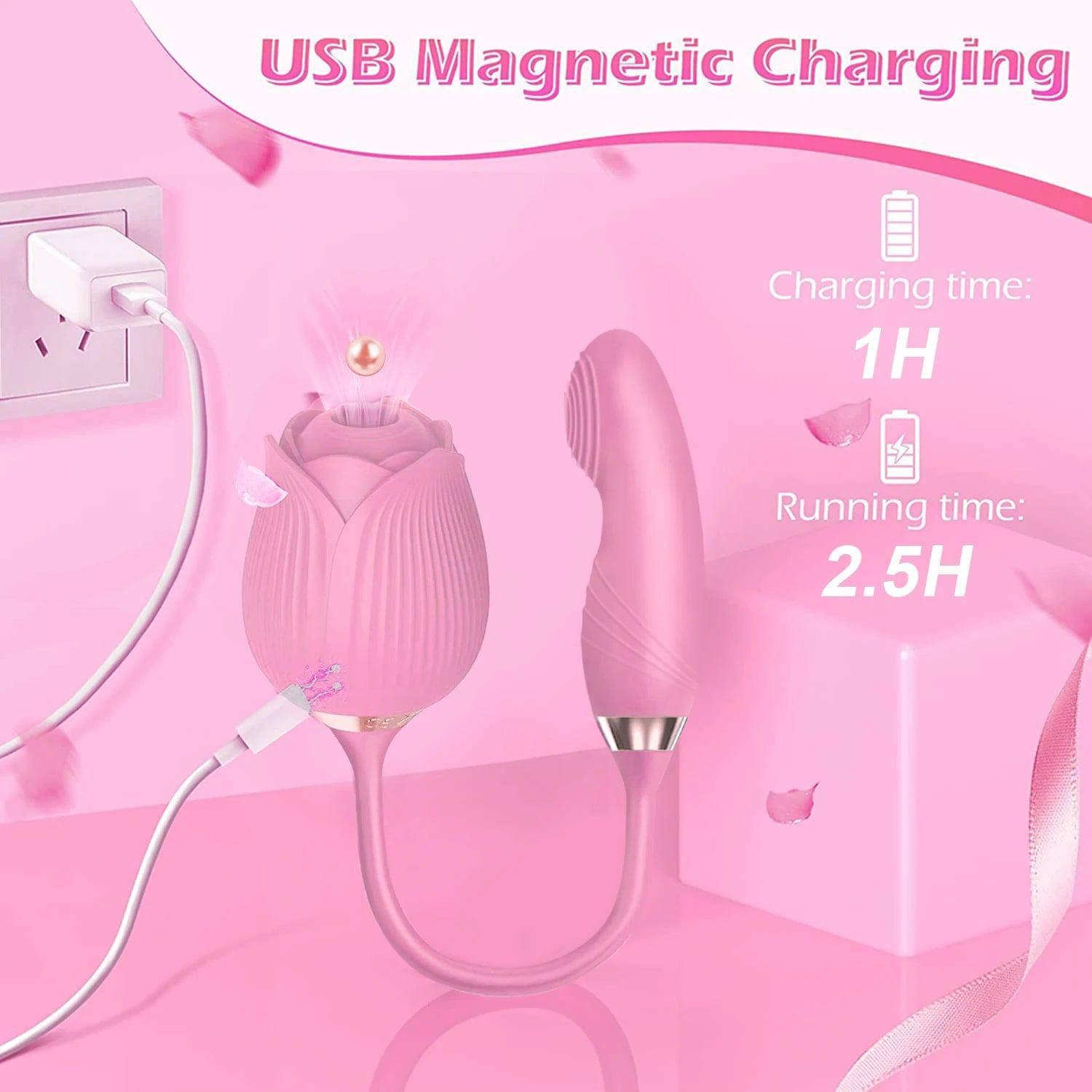 Rose Sucking Licking Vibrator for Women Dildo Clit Sucker Nipple Clitoris Stimulation Vibrators Female Sex Toys for Adults 18+ - Passion Pulse Adult