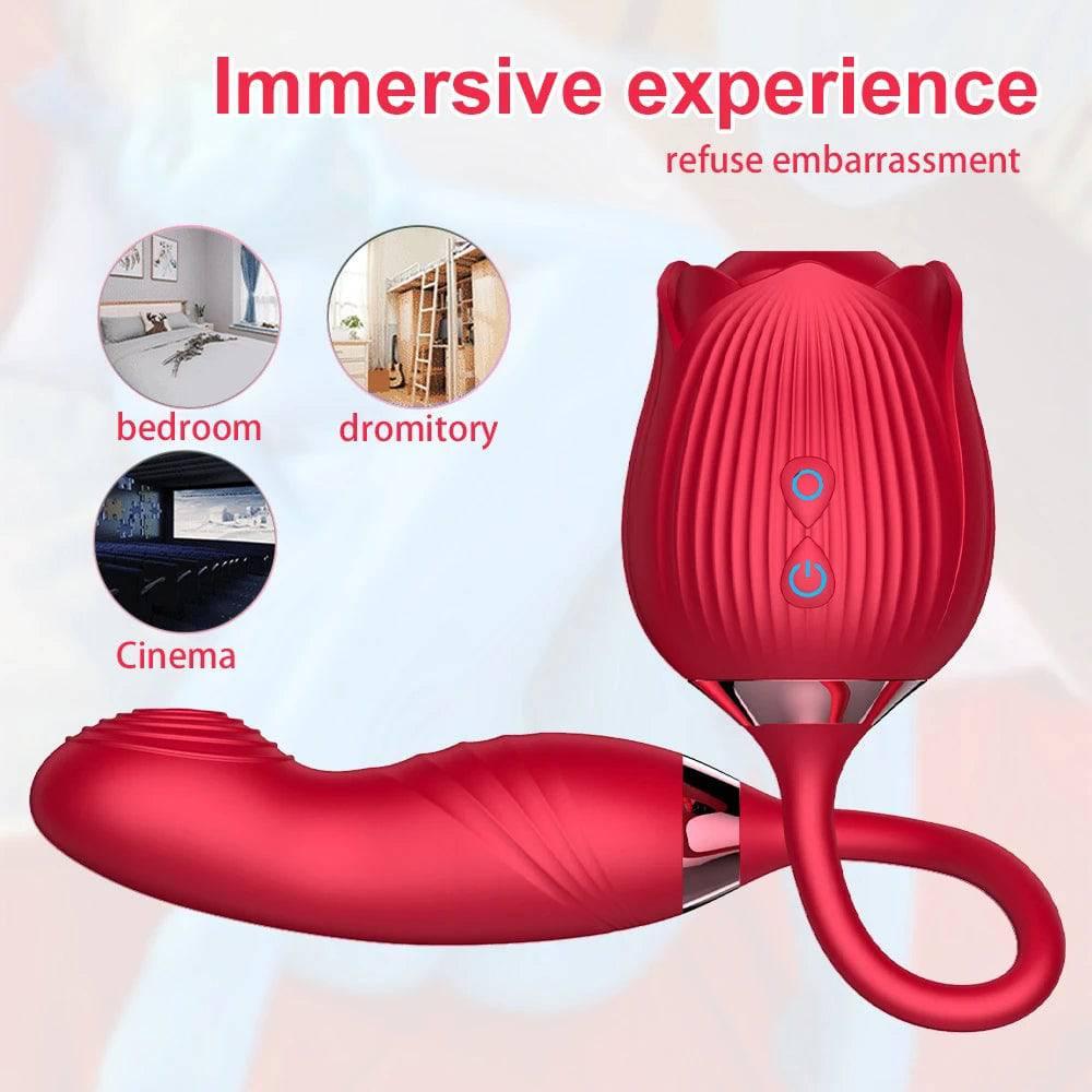 Rose Sucking Licking Vibrator for Women Dildo Clit Sucker Nipple Clitoris Stimulation Vibrators Female Sex Toys for Adults 18+ - Passion Pulse Adult