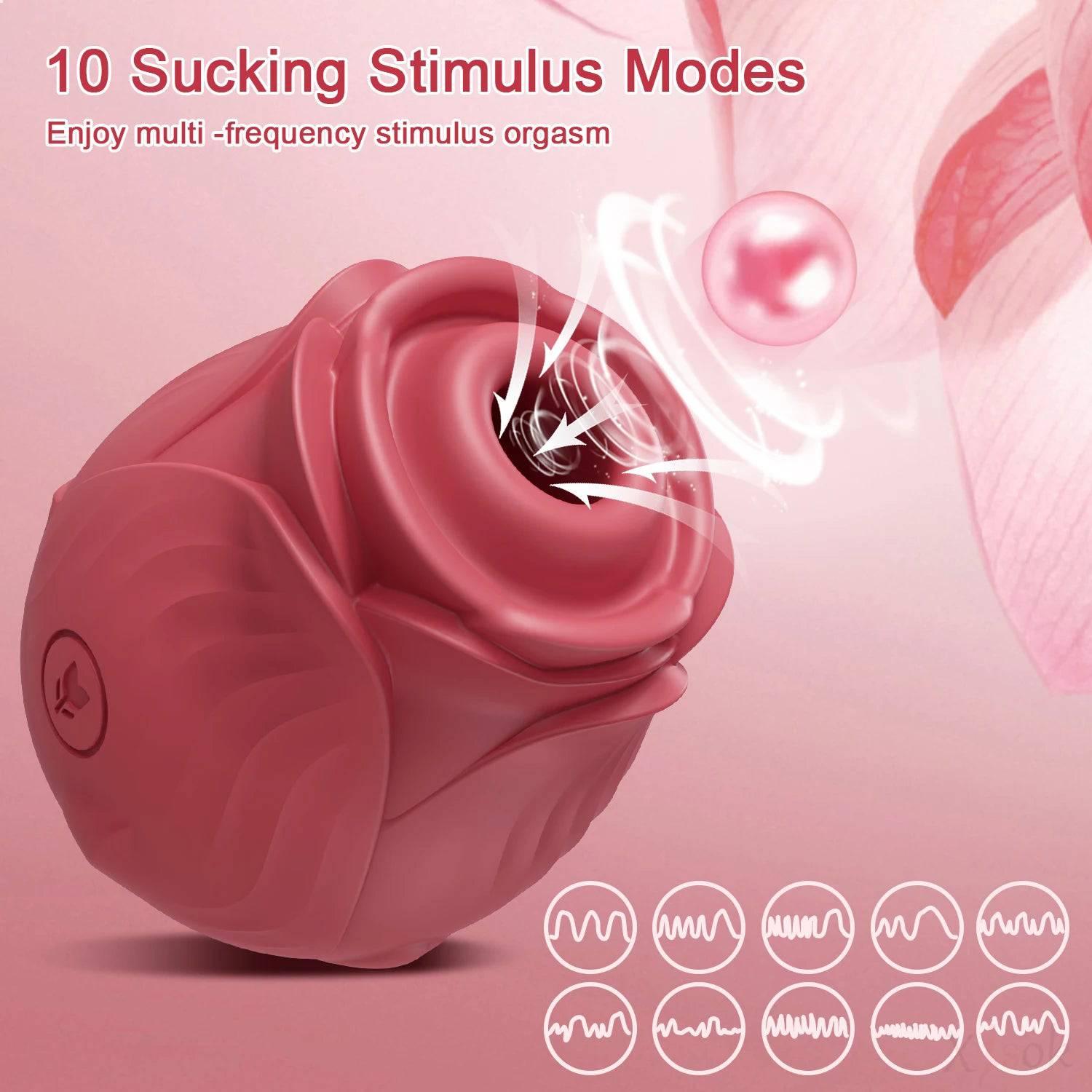Rose Sucking Vibrator – Clit & Nipple Stimulator - Passion Pulse Adult