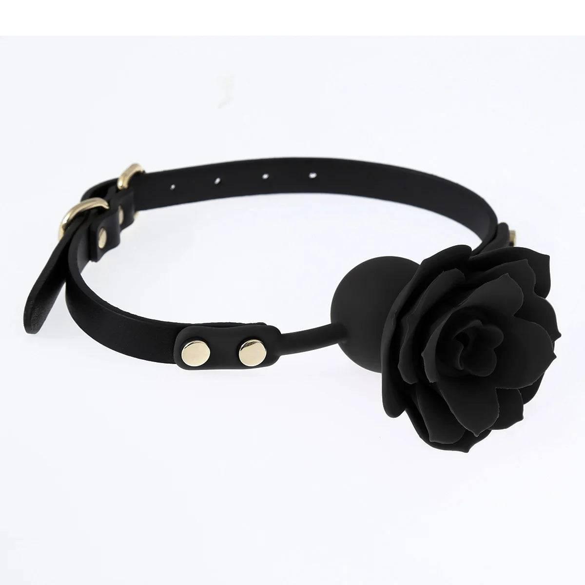 Silicone Rose Ball Gag | Breathable BDSM Bondage Flower Open Mouth Gag for Couples | Adult BDSM Games Restraint Toy - Passion Pulse Adult