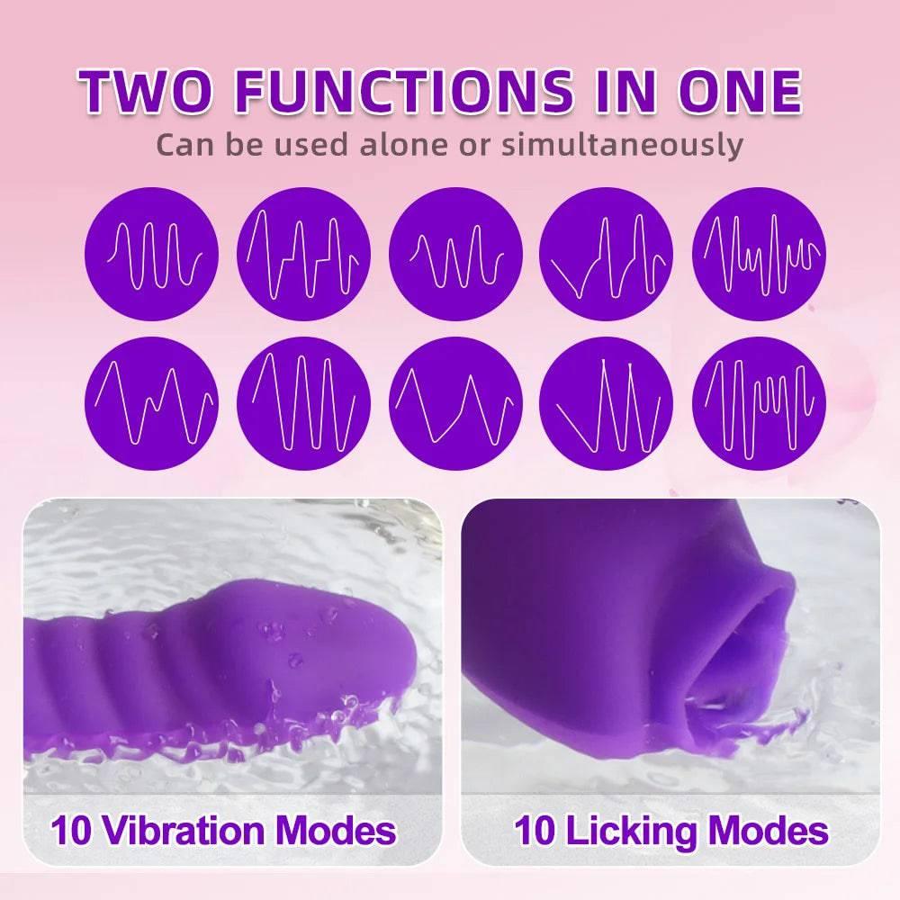 2-in-1 Licking Clitoris & G-Spot Vibrator for Women - Passion Pulse Adult