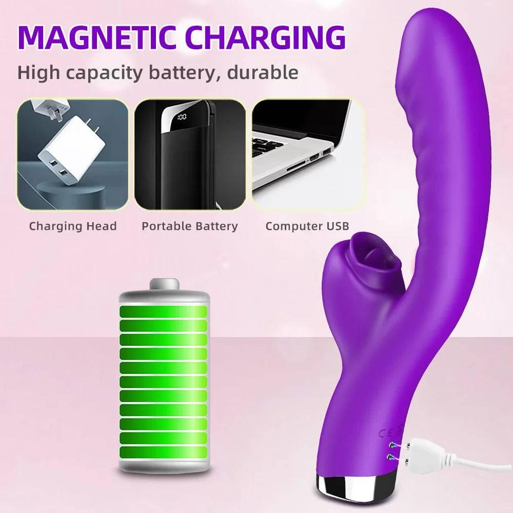 2-in-1 Licking Clitoris & G-Spot Vibrator for Women - Passion Pulse Adult