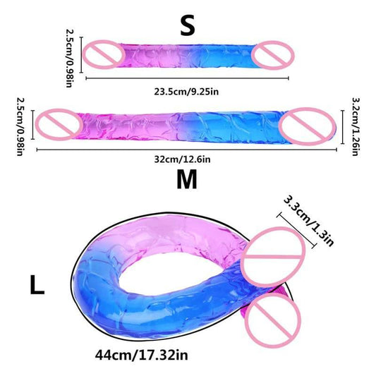 Double Head Two Colors Realistic Dildo Long Anal Play for Women Couple Ended Dildo Flexible Big Penis Adult Sex Toy for Lesbian - Passion Pulse Adult