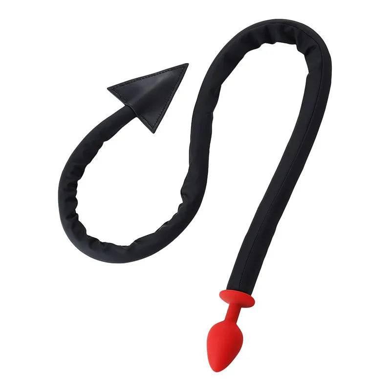 Devil Tail Metal Anal Plug with PU Leather Whip - Cosplay and Roleplay Butt Plug for Couples, Men, and Women BDSM Games - Passion Pulse Adult
