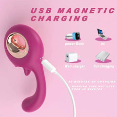 G-Spot Vibrator with Tongue Licking: 2-in-1 Clit & Oral Silicone Toy - Passion Pulse Adult