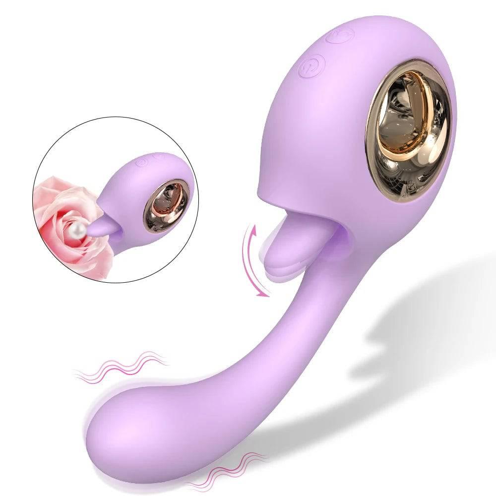 G-Spot Vibrator with Tongue Licking: 2-in-1 Clit & Oral Silicone Toy - Passion Pulse Adult