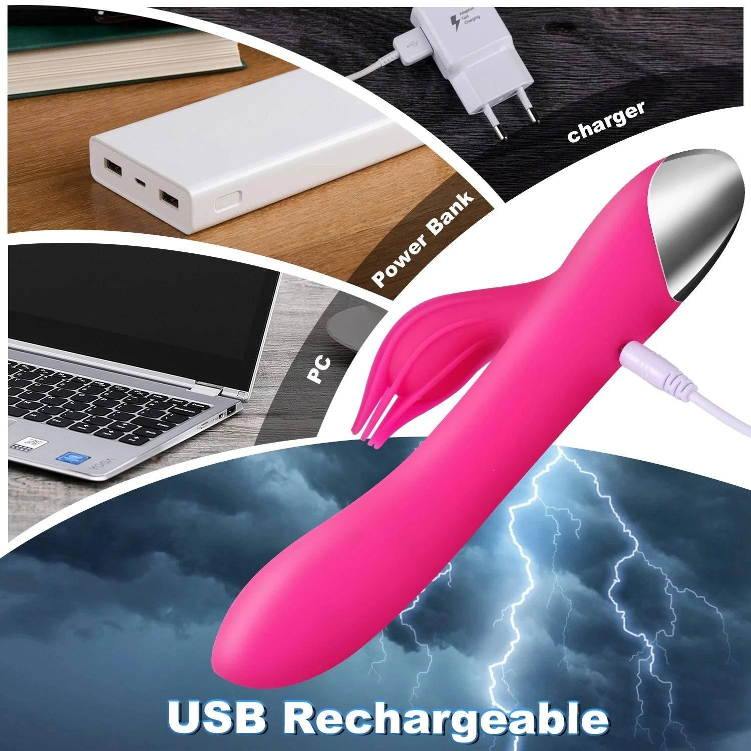 USB Rechargeable 10-Speed Rabbit Vibrator – Clitoris & G-Spot Massager - Passion Pulse Adult