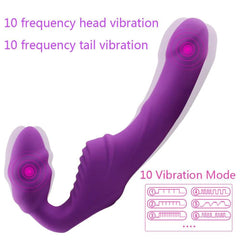 Dual Motor Strapless Strap-On Dildo Vibrator – G-Spot & Clitoral Stimulation for Couples - Passion Pulse Adult