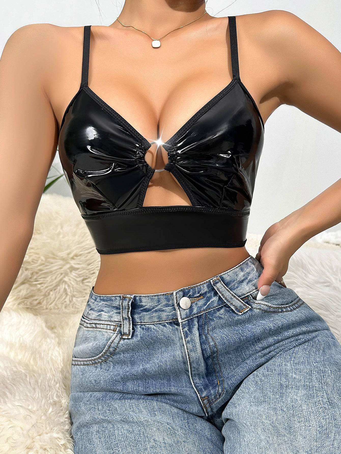 Patent Leather Wrap Bra - Passion Pulse Adult