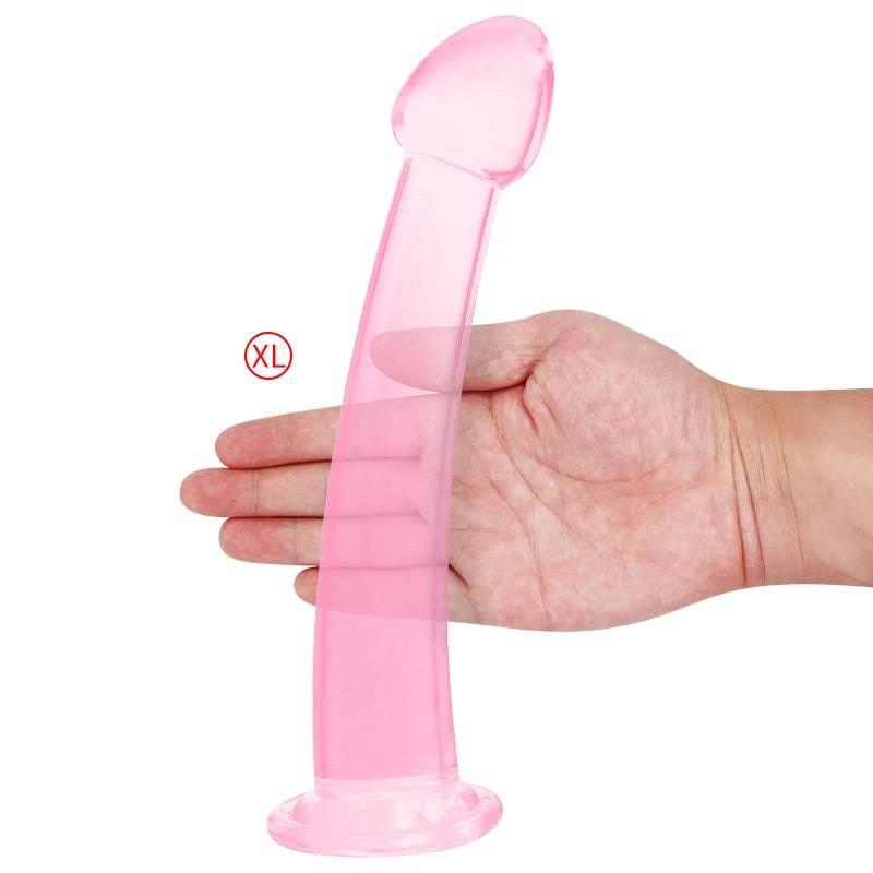 Soft Jelly Dildo with Suction Cup – Crystal Masturbator for Women and Men - Passion Pulse Adult