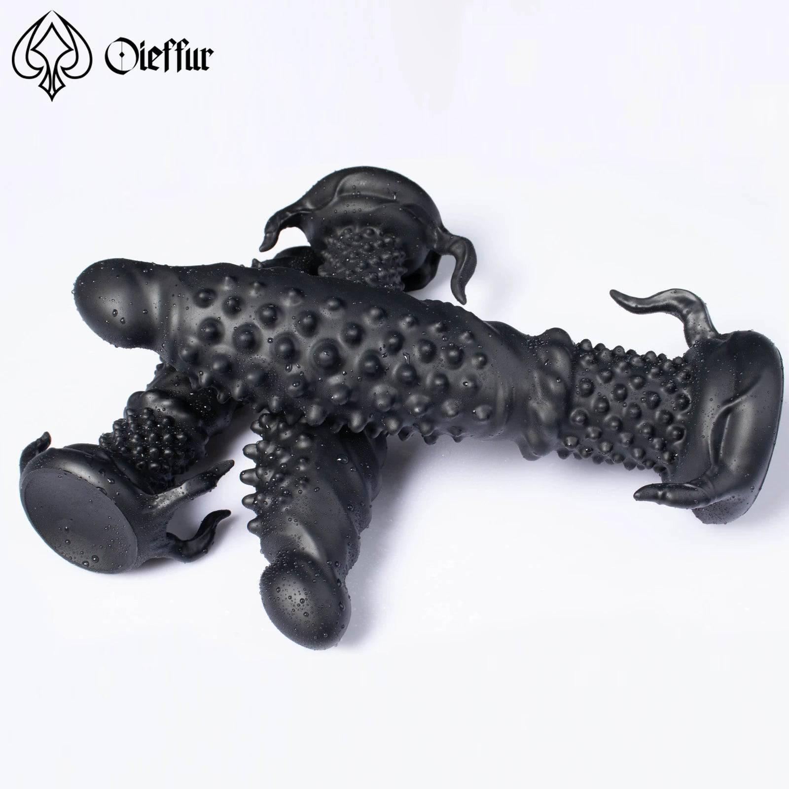Oieffur Black Dildo With Spikes Silicone Dildo - Passion Pulse Adult