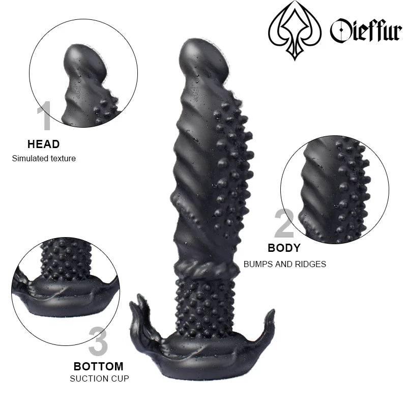 Oieffur Black Dildo With Spikes Silicone Dildo - Passion Pulse Adult