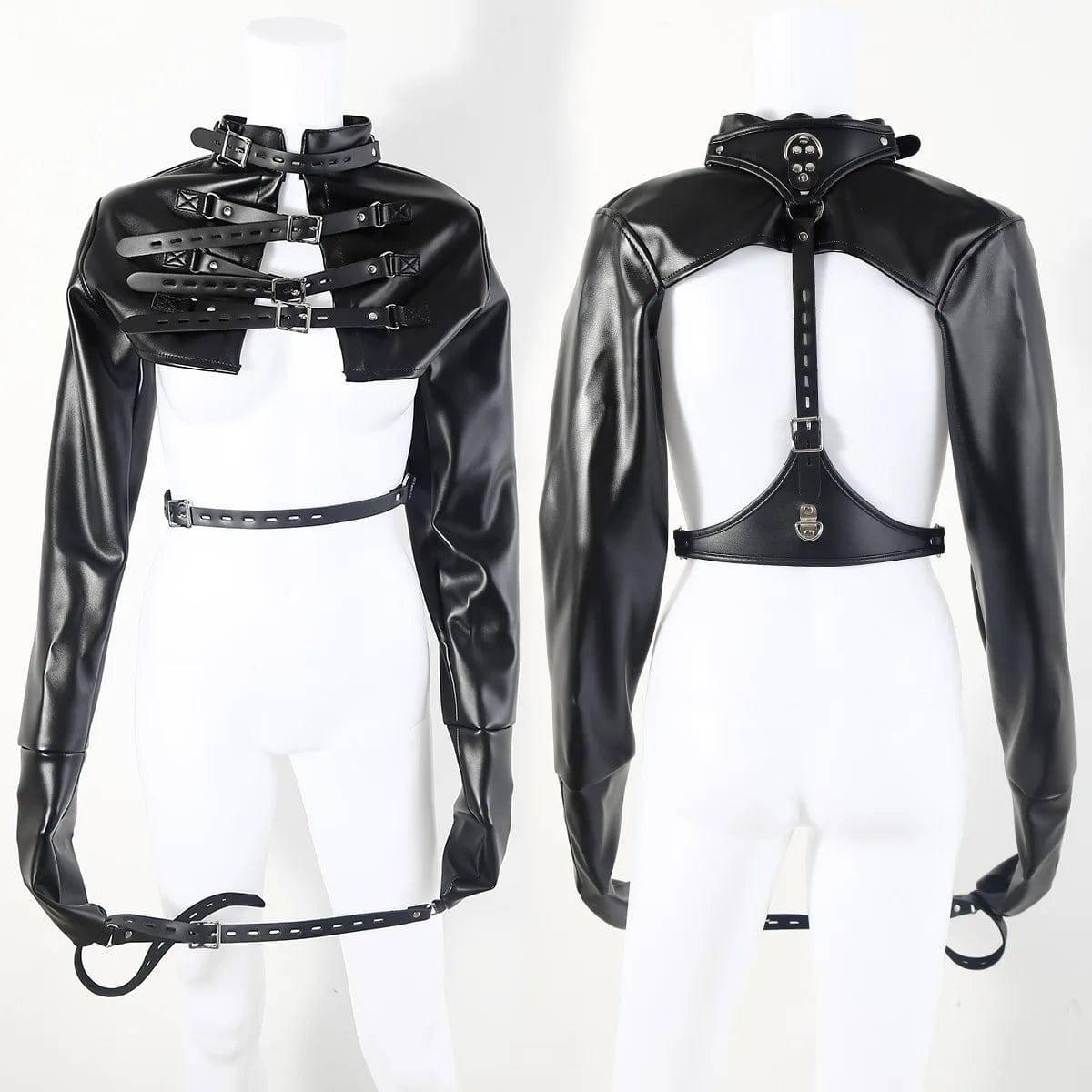 PU Bondage Jacket with Hand and Arm Restraints | Slave Training BDSM Cosplay Fetish Gear for Couples - Passion Pulse Adult