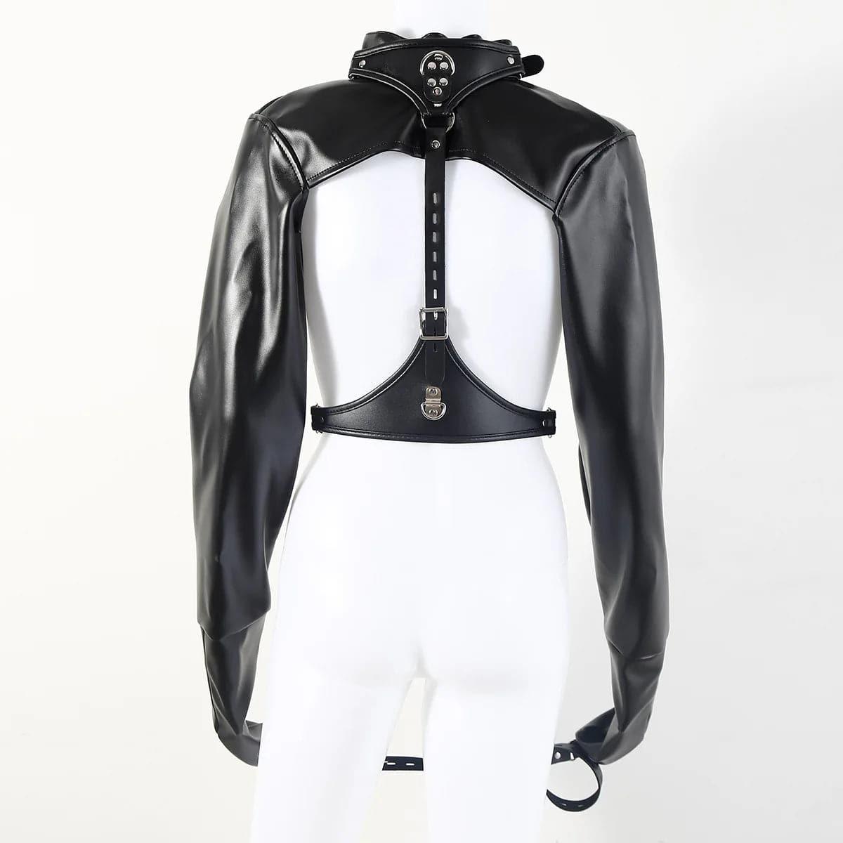 PU Bondage Jacket with Hand and Arm Restraints | Slave Training BDSM Cosplay Fetish Gear for Couples - Passion Pulse Adult
