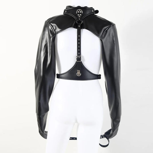 PU Bondage Jacket with Hand and Arm Restraints | Slave Training BDSM Cosplay Fetish Gear for Couples - Passion Pulse Adult