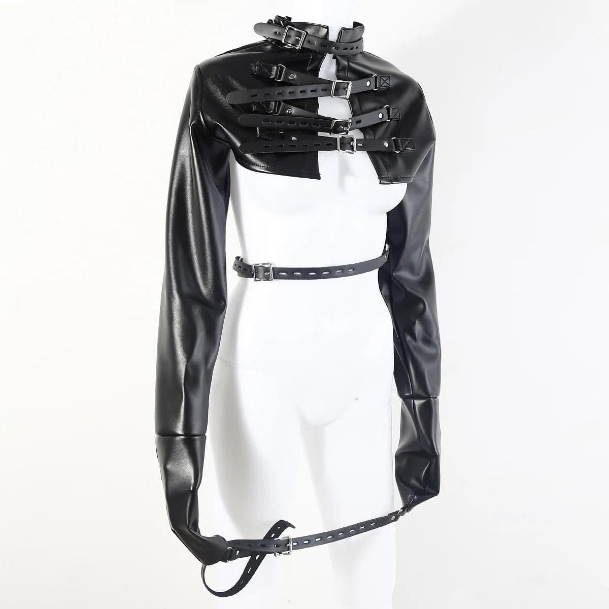 PU Bondage Jacket with Hand and Arm Restraints | Slave Training BDSM Cosplay Fetish Gear for Couples - Passion Pulse Adult