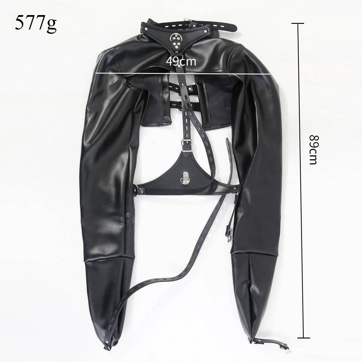 PU Bondage Jacket with Hand and Arm Restraints | Slave Training BDSM Cosplay Fetish Gear for Couples - Passion Pulse Adult