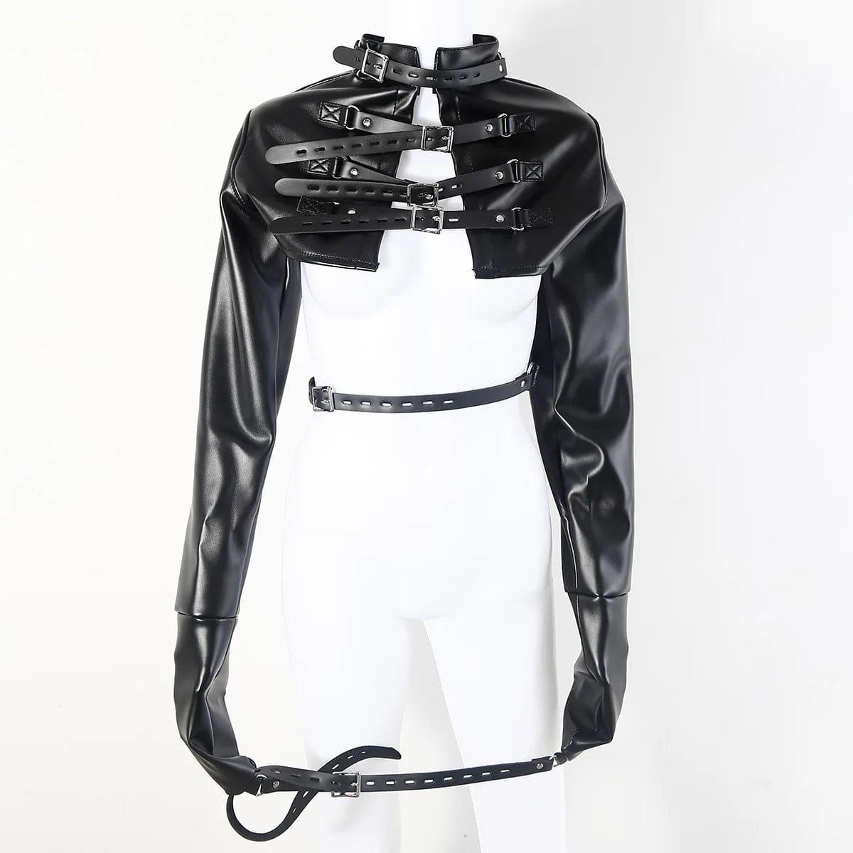 PU Bondage Jacket with Hand and Arm Restraints | Slave Training BDSM Cosplay Fetish Gear for Couples - Passion Pulse Adult