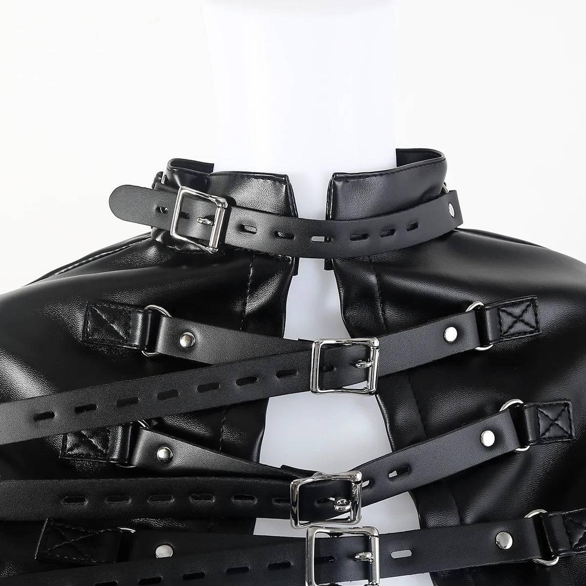 PU Bondage Jacket with Hand and Arm Restraints | Slave Training BDSM Cosplay Fetish Gear for Couples - Passion Pulse Adult