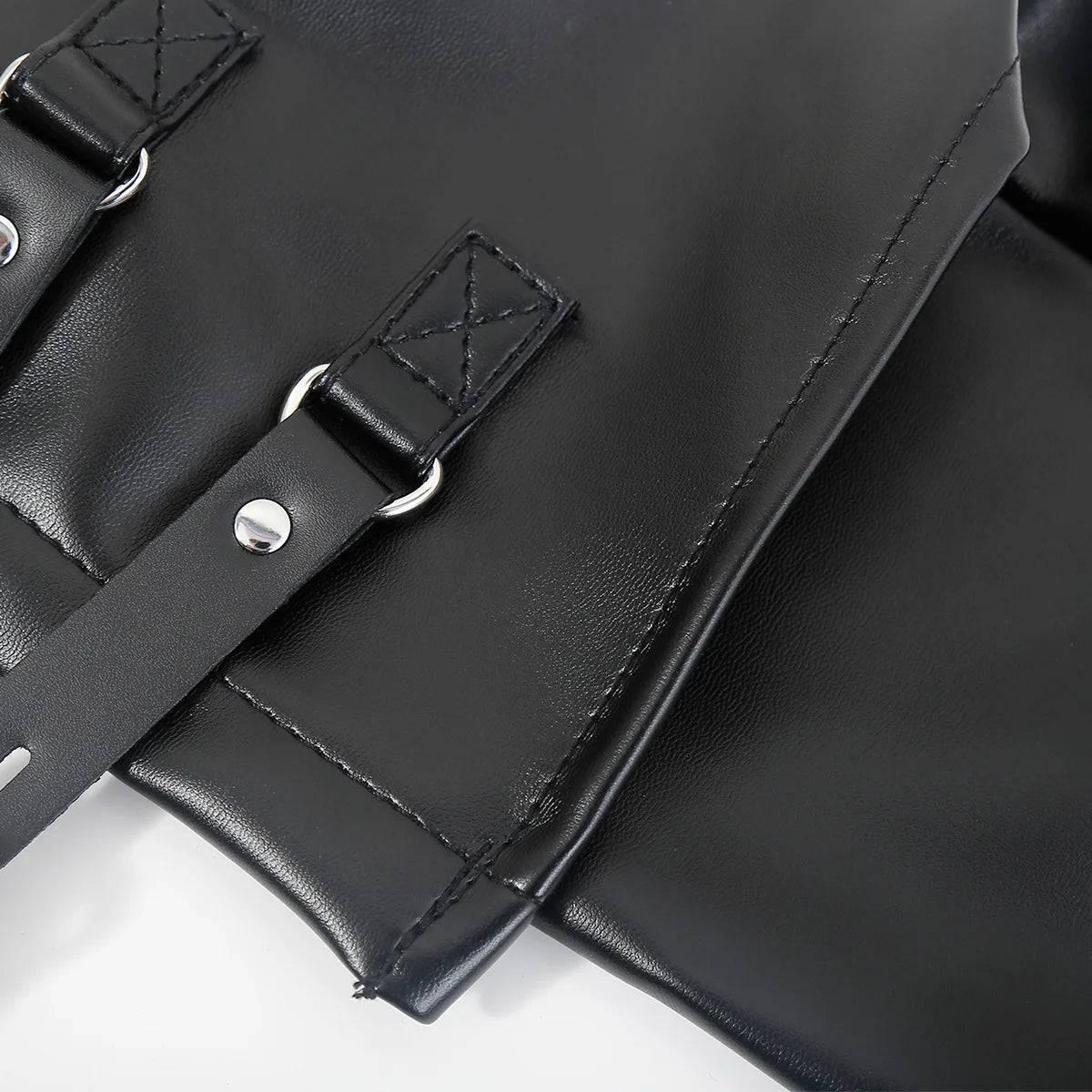 PU Bondage Jacket with Hand and Arm Restraints | Slave Training BDSM Cosplay Fetish Gear for Couples - Passion Pulse Adult