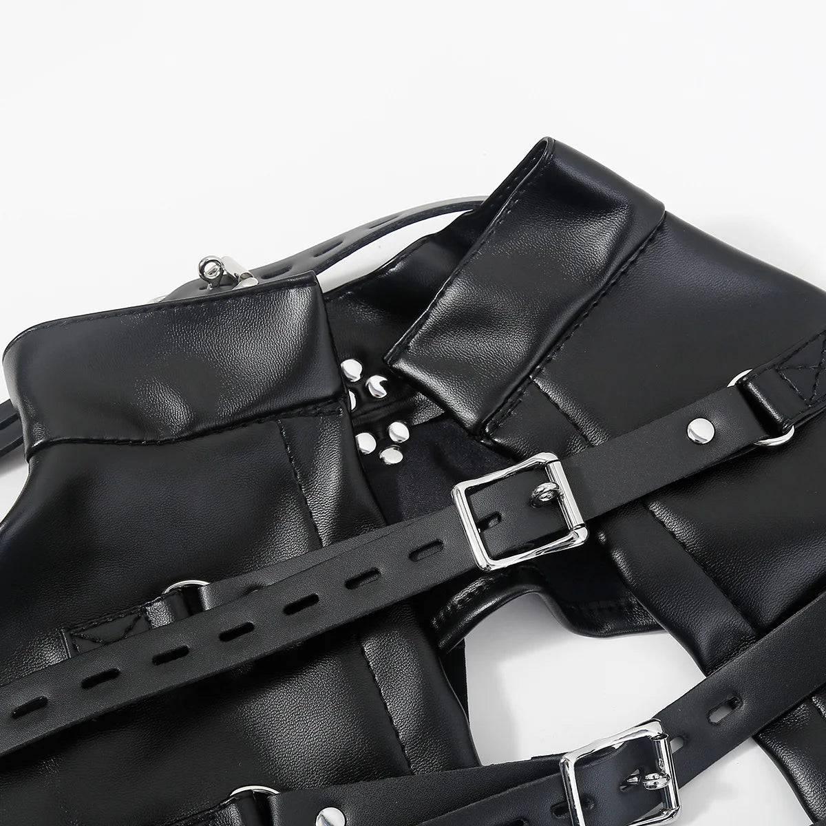 PU Bondage Jacket with Hand and Arm Restraints | Slave Training BDSM Cosplay Fetish Gear for Couples - Passion Pulse Adult