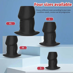 Hollow Silicone Anal Plug – Beaded Tunnel Dilator for Enema and Prostate Massage - Passion Pulse Adult