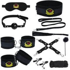 SM 11-Piece Set: Rope, Handcuffs, Nipple Clamps, Ball Gag - Passion Pulse Adult