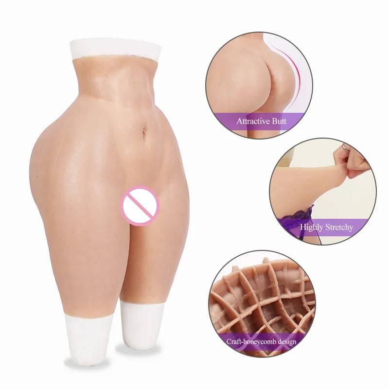 ROANYER Padded Hip Enhancer Silicone Panties: Crossdresser Fake Ass with Rich Buttocks and Vagina, Soft Underwear Male to Female Transformation - Passion Pulse Adult