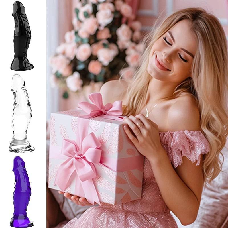 Realistic Ribbed Monster Dildo – TPR Suction Cup Dildo for Anal and Vaginal Play - Passion Pulse Adult