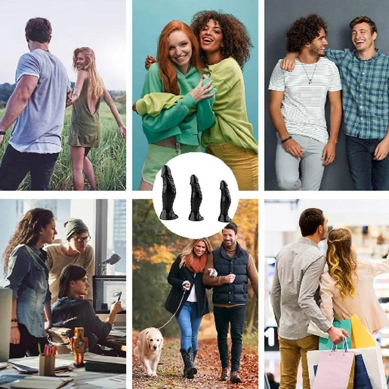 Realistic Ribbed Monster Dildo – TPR Suction Cup Dildo for Anal and Vaginal Play - Passion Pulse Adult