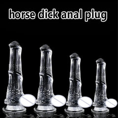 Huge Transparent Black Horse Dildo - Realistic TPE with Strong Suction Cup - Passion Pulse Adult