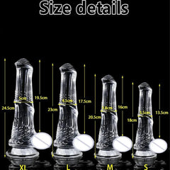 Huge Transparent Black Horse Dildo - Realistic TPE with Strong Suction Cup - Passion Pulse Adult