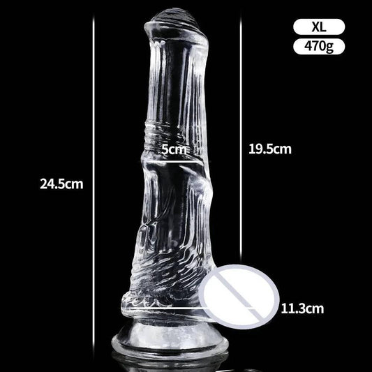 Huge Transparent Black Horse Dildo - Realistic TPE with Strong Suction Cup - Passion Pulse Adult