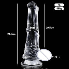 Huge Transparent Black Horse Dildo - Realistic TPE with Strong Suction Cup - Passion Pulse Adult