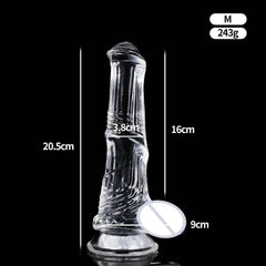 Huge Transparent Black Horse Dildo - Realistic TPE with Strong Suction Cup - Passion Pulse Adult
