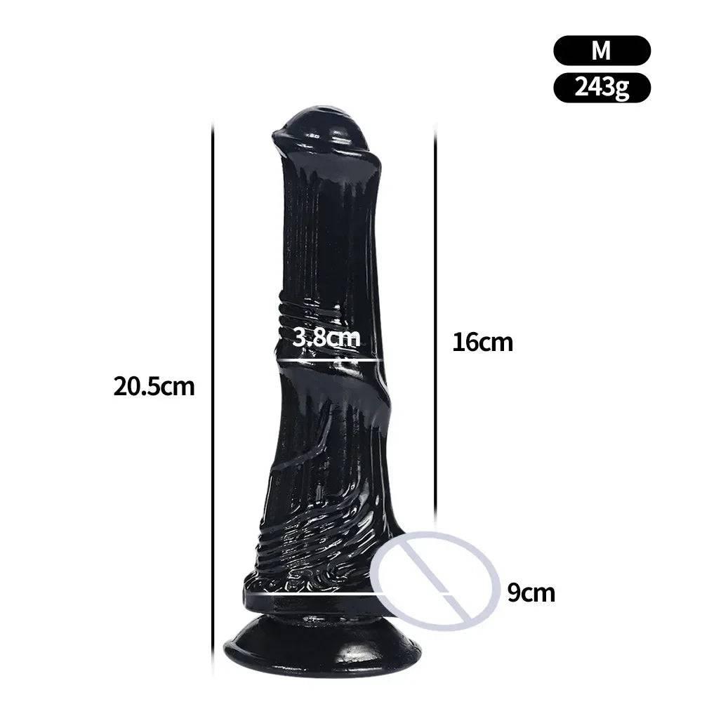 Huge Transparent Black Horse Dildo - Realistic TPE with Strong Suction Cup - Passion Pulse Adult