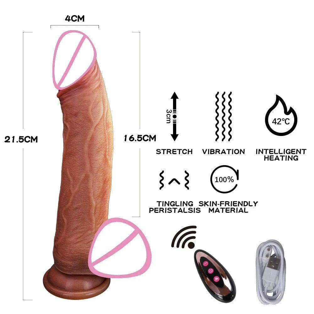 Realistic Penis Automatic Retractable Heated Swing Vibrator with Remote Control Sex Toy for Woman Masturbator Dildo Adult shop - Passion Pulse Adult